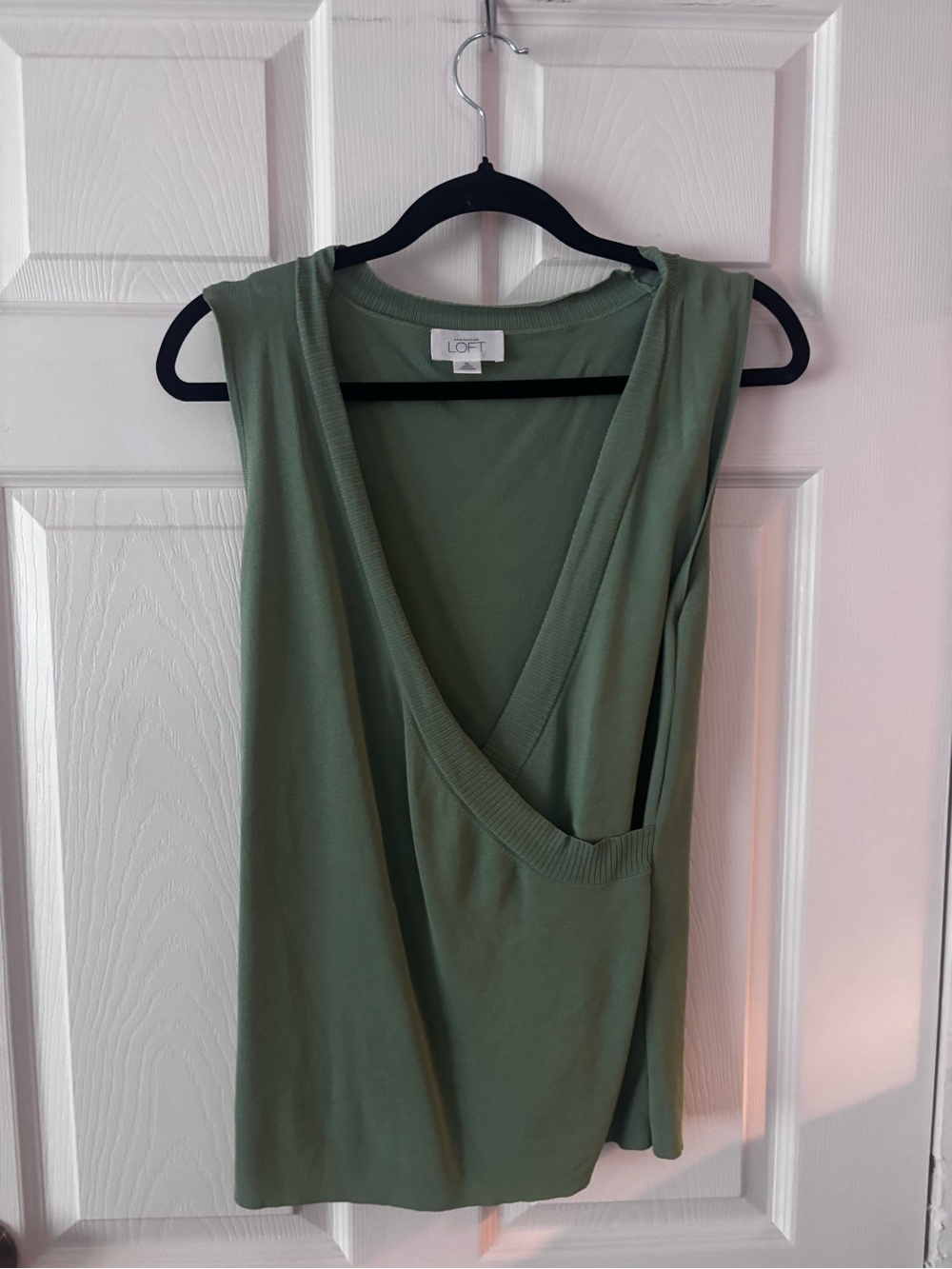 LOFT Olive Green One-Shoulder Draped Top Dress